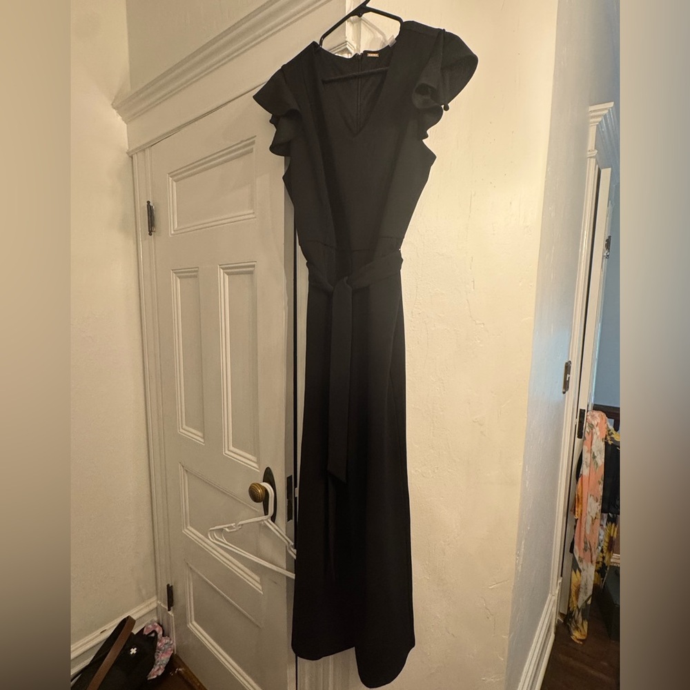 T Tahari Elegant Black Jumpsuit with Belted Waist